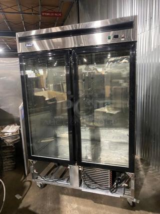Atosa B Series Commercial Stainless Steel Double Glass Door Reach In Freezer Merchandiser! Model: MCF8703 SN: MCF870307716033000C40030! 115V 1 Phase! On Casters!