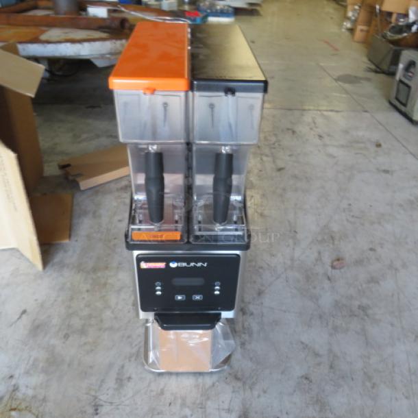 One NEW Bunn Dual Hopper Coffee Grinder. Model# MHG. 120 Volt. 9X16X29. $1827.10. - Image 2 of 3