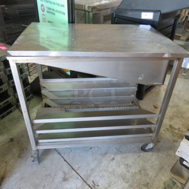One Stainless Steel Belshaw Glazer Cart On Casters. Model# HG18EZDD. 25X9X34.5 - Image 2 of 3