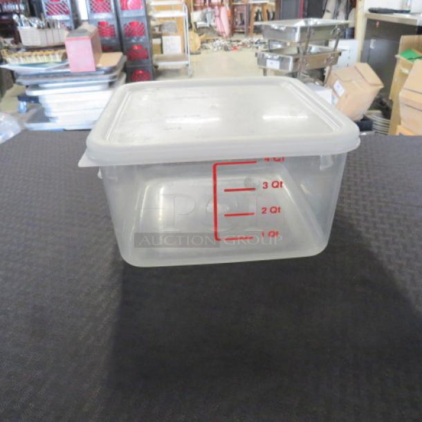 One 4 Quart Food Storage Container With Lid. - Image 1 of 1