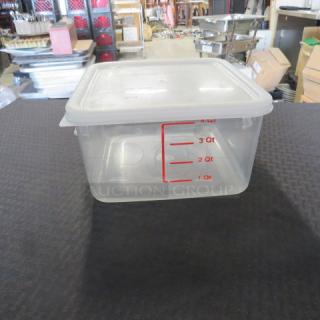 One 4 Quart Food Storage Container With Lid.