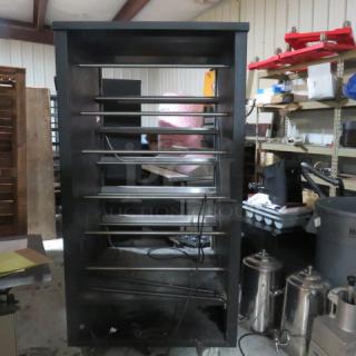 One Lakeside Mfg Black Metal Lighted Donut Display Cases On Casters. 120 Volt. 38.5X34X76