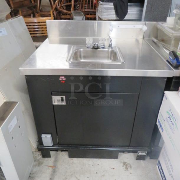 One Corsair Stainless Steel 1 Door Portable Sink With Faucet, Paper Towel Holder,  5 Gallon Clean Water Tank, 7 Gallon Waste Tank. - Image 1 of 2