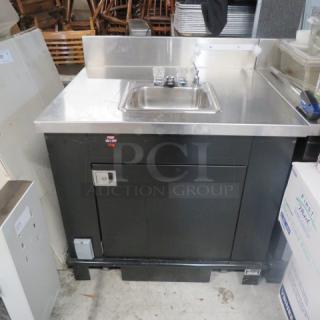 One Corsair Stainless Steel 1 Door Portable Sink With Faucet, Paper Towel Holder,  5 Gallon Clean Water Tank, 7 Gallon Waste Tank.