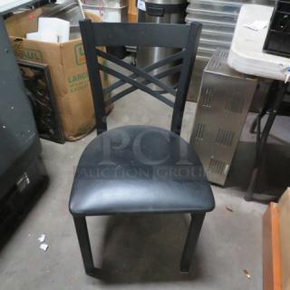 Black Metal Chair With Black Cushioned Seat. 2XBID
