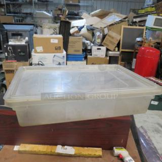 One 8.2 Gallon Food Storage Container With Lid.