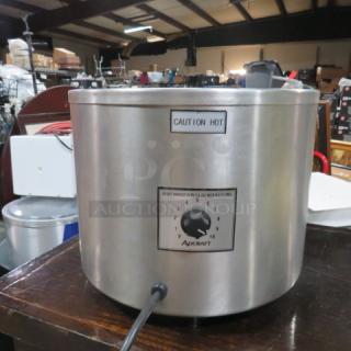 One NEW Adcraft Round Warmer. Model# FW-1200WR/B. 1200 Watt. 120 Volt.