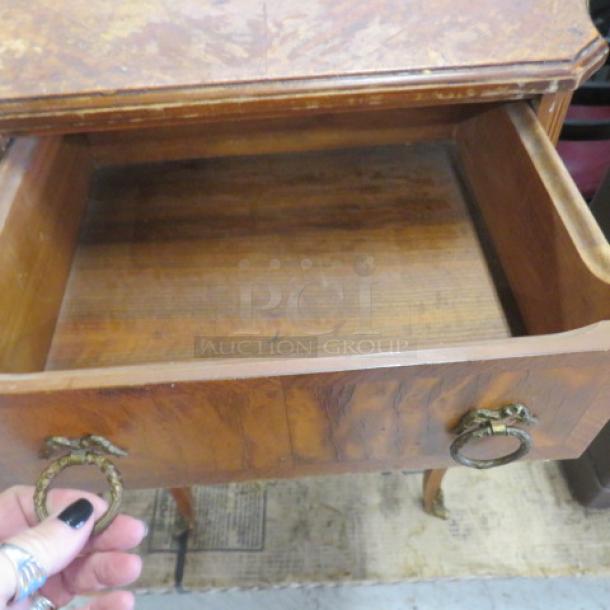 One Vintage Wooden 2 Drawer Side Table. 24X13.5X28 - Image 2 of 2