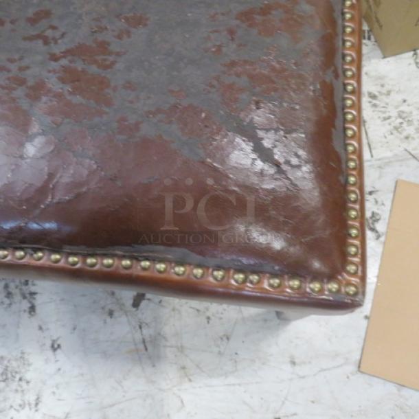One Wooden Bench With Cushioned Seat And Nail Head Trim. 58.5X18X20 - Image 3 of 3