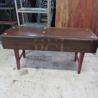 One Wooden Drop Leaf Table. 60X38X30