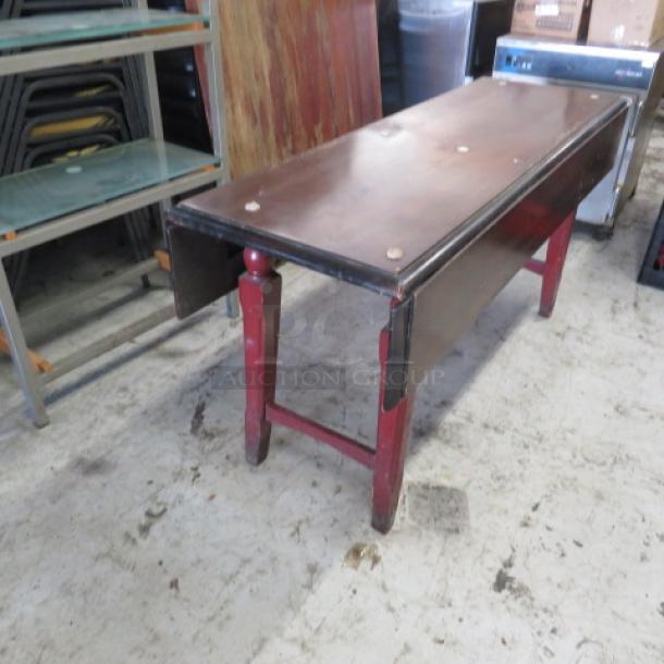 One Wooden Drop Leaf Table. 60X38X30 - Image 2 of 2
