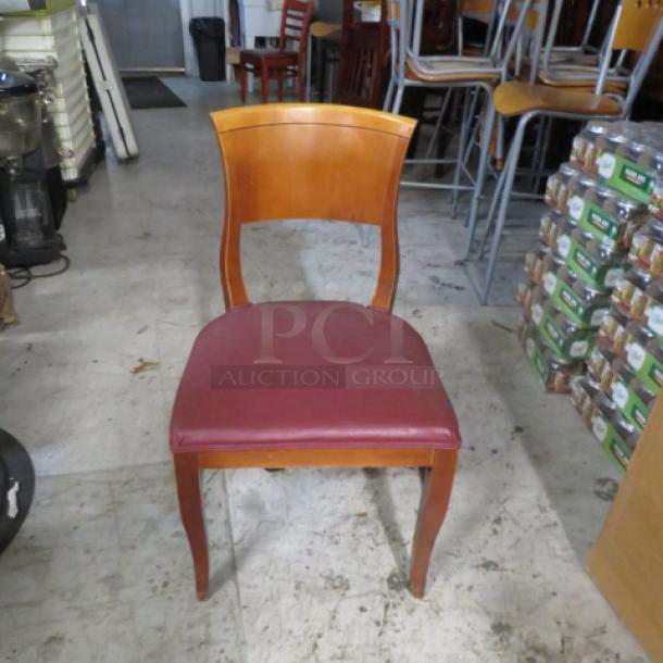 Wooden Chair With A Red Cushioned Seat.. 5XBID - Image 1 of 1