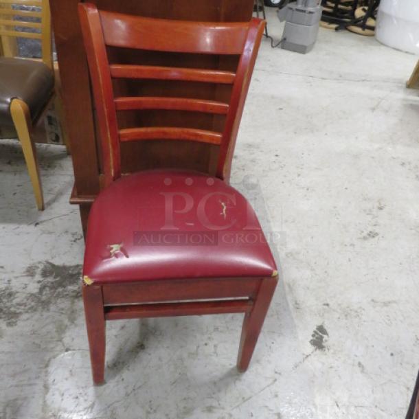 Wooden Chair With A Red Cushioned Seat.. 2XBID - Image 1 of 1
