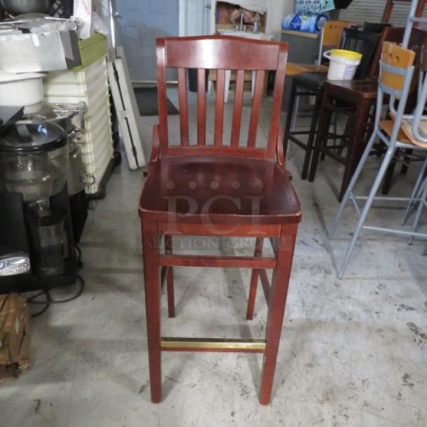Wooden Bar Height Chair With Footrest. 2XBID - Image 1 of 1