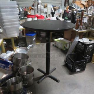 One Black Laminate Table Top On A Bar Height Pedestal Base. 36X41.5