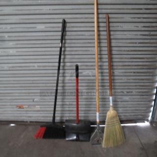 One Lot Of Mops/Brooms Etc.