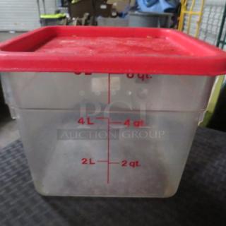 One 6 Quart Food Storage Container With Lid.