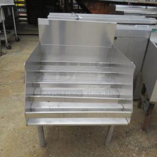 One Stainless Steel 5 Tier Bottle Display. 24X24X35.5