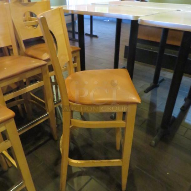 Wooden Bar Height Chair With An Orange Cushioned Seat. 2XBID - Image 2 of 3