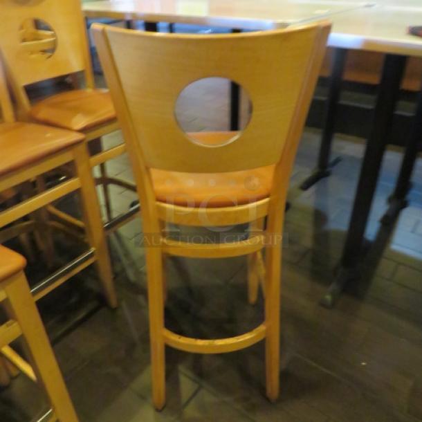 Wooden Bar Height Chair With An Orange Cushioned Seat. 3XBID - Image 3 of 3
