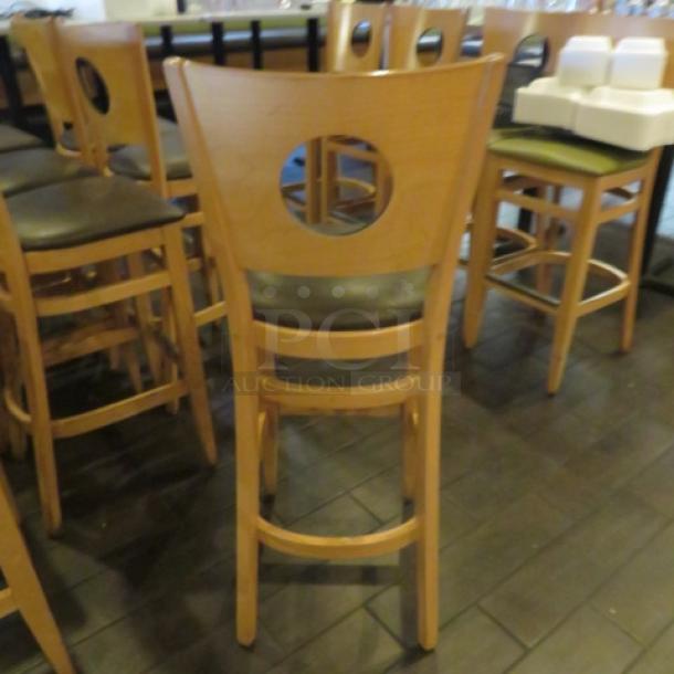 Wooden Bar Height Chair With An Brown Cushioned Seat. 2XBID - Image 3 of 3