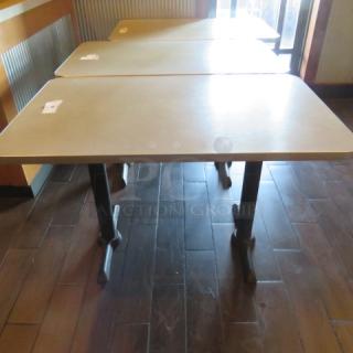 One Lamanite Table Top On Dual Pedestal Bases. 48X30X30
