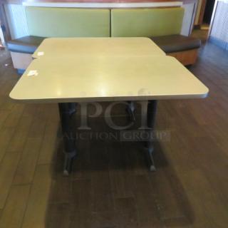 One Lamanite Table Top On Dual Pedestal Bases. 48X30X30