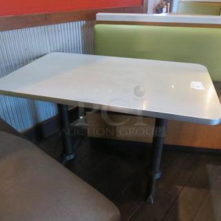 One Lamanite Table Top On Dual Pedestal Bases. 48X30X30