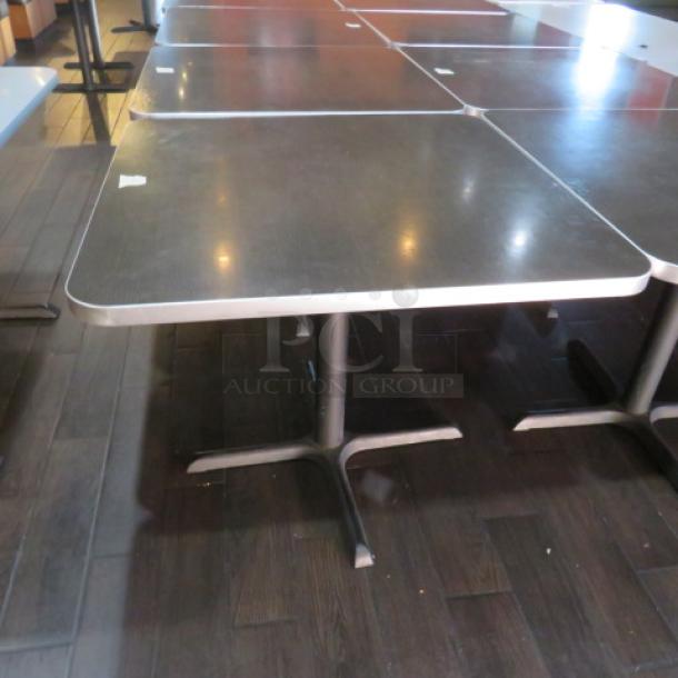 One Brown Laminate Table Top On A Pedestal Base. 36X36X30 - Image 1 of 1