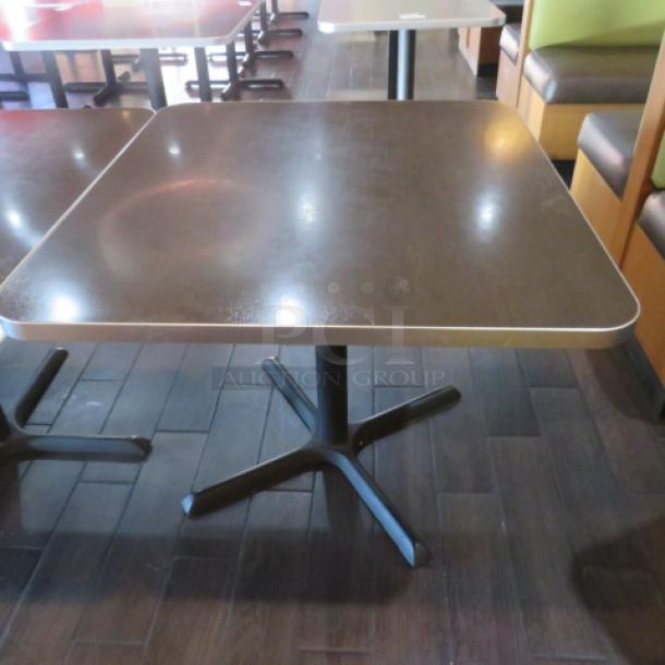 One Brown Laminate Table Top On A Pedestal Base. 36X40X30 - Image 1 of 1