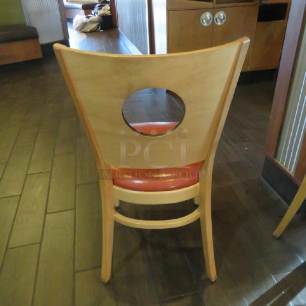 Wooden Chair With A Orange Cushioned Seat. 4XBID - Image 3 of 3