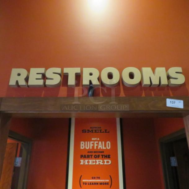 One Lot Of 5 Inch Wooden Letters. RESTROOMS - Image 1 of 1