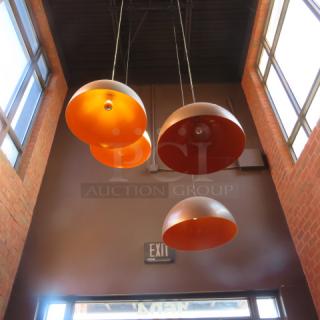 15 Inch Silver/Orange Pendant Lights. 4XBID
