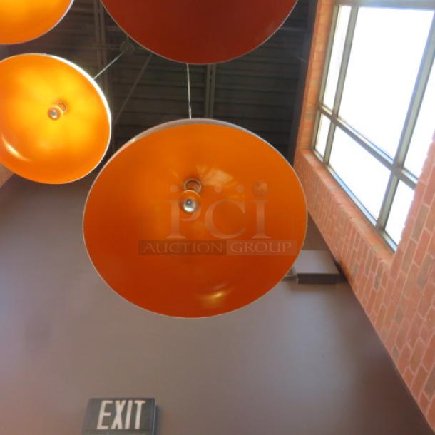15 Inch Silver/Orange Pendant Lights. 4XBID - Image 2 of 2
