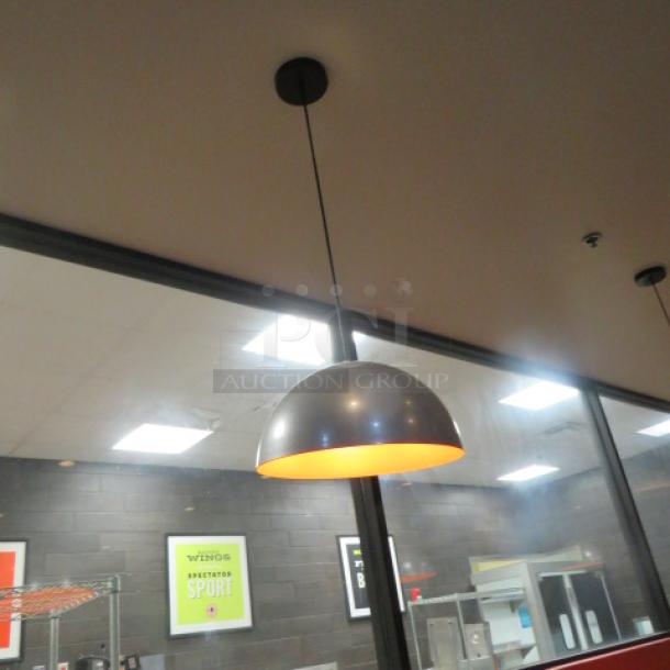 15 Inch Silver/Orange Pendant Light. 3XBID - Image 1 of 2