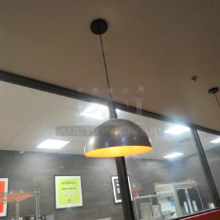 15 Inch Silver/Orange Pendant Light. 3XBID