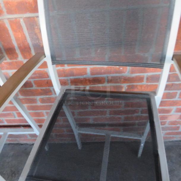 Aluminum/Woode/Mesh Bar Height Patio Arm Chair. 2XBID - Image 2 of 2