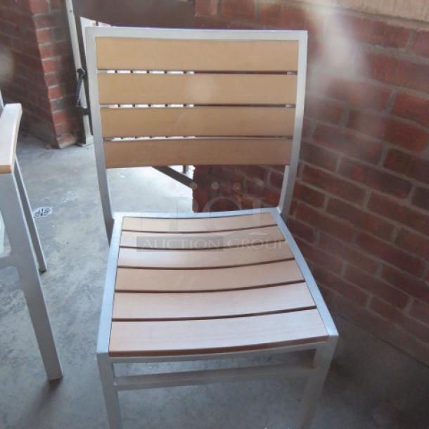 Aluminum/Wooden Patio Chair. 4XBID - Image 1 of 1