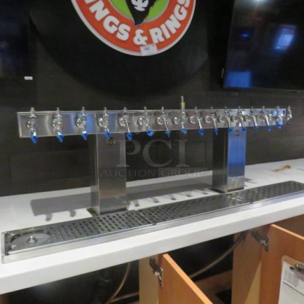 One Perlick 16 Tap Beer Tower, With Drain Tray. 51.5X16.5X9.5. Drain Tray 57X75 - Image 1 of 3