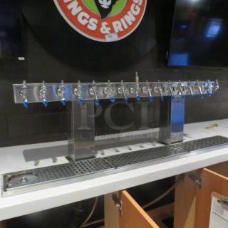 One Perlick 16 Tap Beer Tower, With Drain Tray. 51.5X16.5X9.5. Drain Tray 57X75
