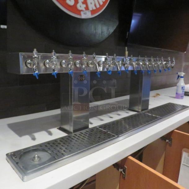 One Perlick 16 Tap Beer Tower, With Drain Tray. 51.5X16.5X9.5. Drain Tray 57X75 - Image 2 of 3