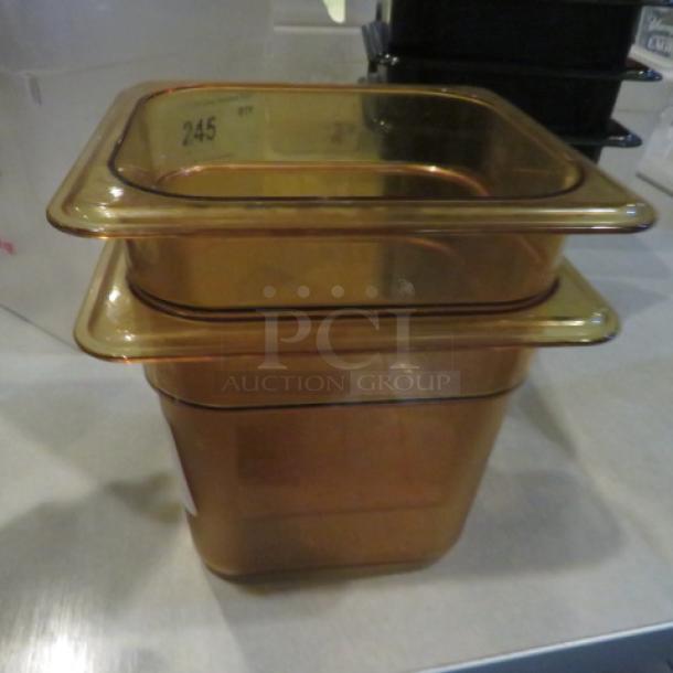 1/6 Size 6 Inch Deep Amber Food Storage Container. 2XBID - Image 1 of 1