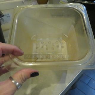 One 1/6 Size 6 Inch Deep Perforated Food Storage Container.