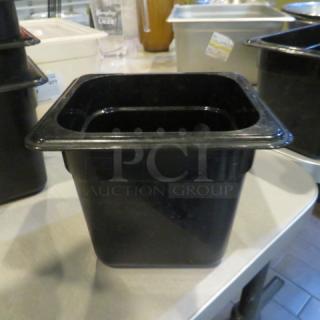 1/6 Size 6 Inch Deep Black Food Storage Container. 3XBID