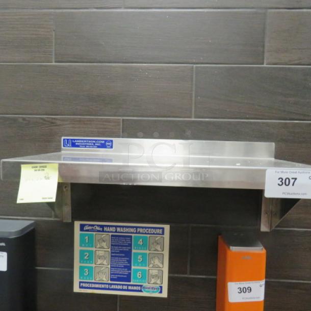 One Stainless Steel Wall Mount Shelf. 24X12X10 - Image 1 of 1