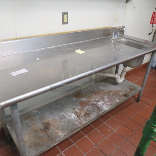 One EAGLE  Stainless Steel Work  Table With Sink, Faucet, Backsplash And Under Shelf. 72X24X39 - Image 1 of 3