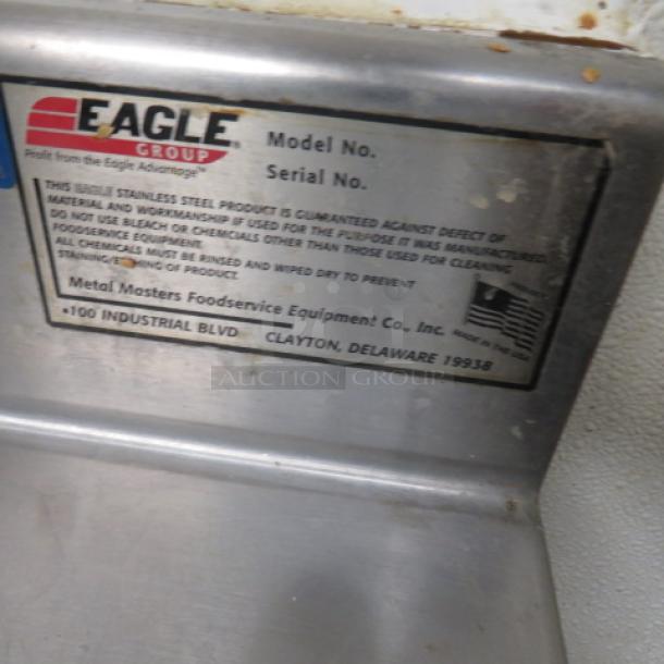 One EAGLE  Stainless Steel Work  Table With Sink, Faucet, Backsplash And Under Shelf. 72X24X39 - Image 3 of 3