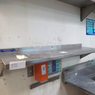 One Stainless Steel Wall Mount Shelf. 48X12X10
