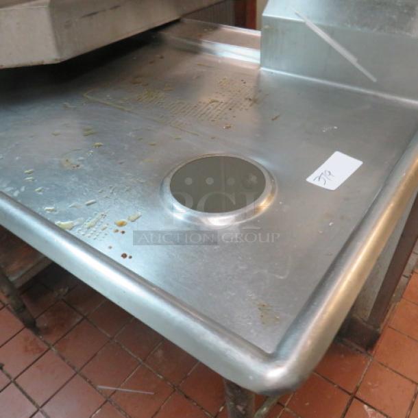 One Stainless Steel Dirty Side Dishwasher Table With Sink, Hose Sprayer, Trash Hole, And Under Shelf. Hole In Under Shelf See Pic. 120X71X44 - Image 2 of 5