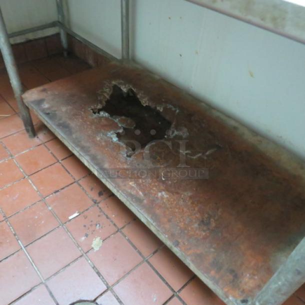 One Stainless Steel Dirty Side Dishwasher Table With Sink, Hose Sprayer, Trash Hole, And Under Shelf. Hole In Under Shelf See Pic. 120X71X44 - Image 3 of 5